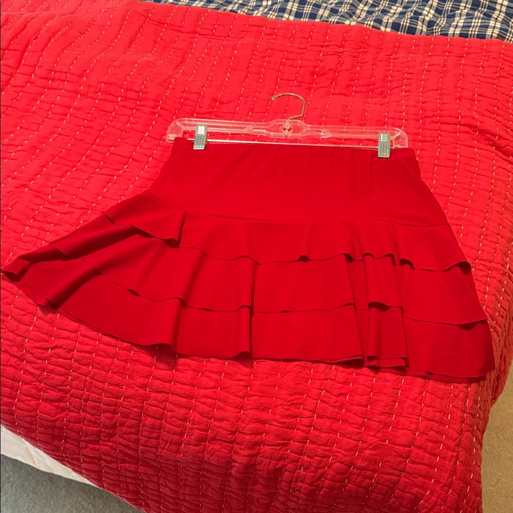 Chic Red Ruffled Mini Skirt